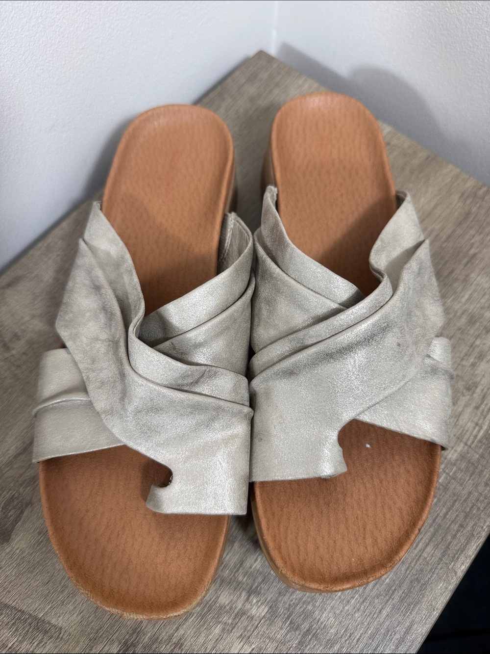 BareTraps Women's Silver-Tone Twisted Slide Sandals